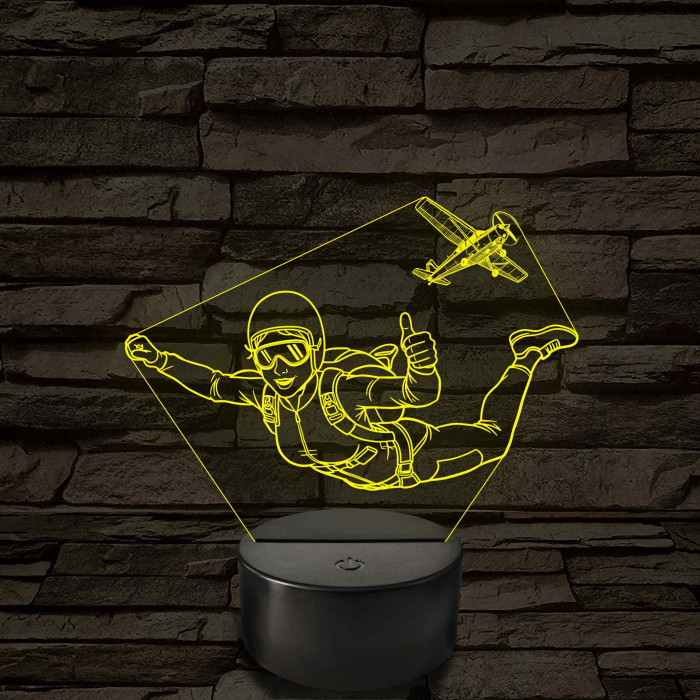 Ejtőernyős Nő - színváltós 3D LED Lámpa