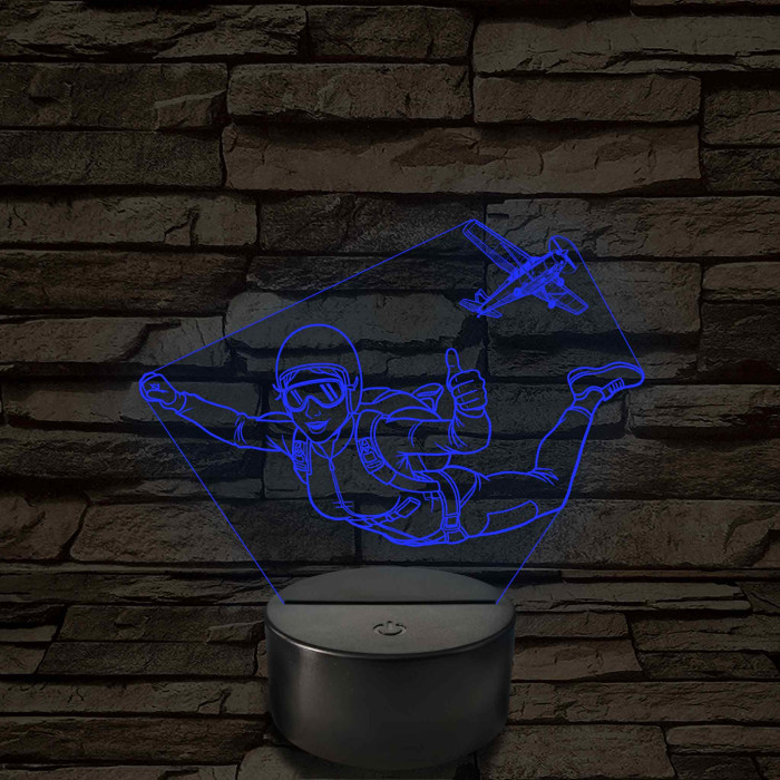 Ejtőernyős Nő - színváltós 3D LED Lámpa