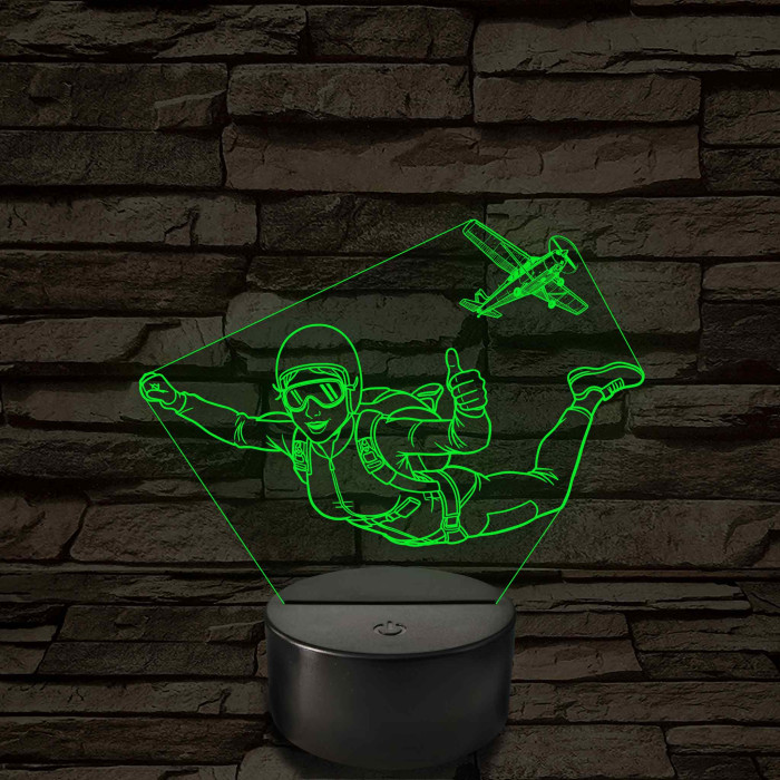 Ejtőernyős Nő - színváltós 3D LED Lámpa