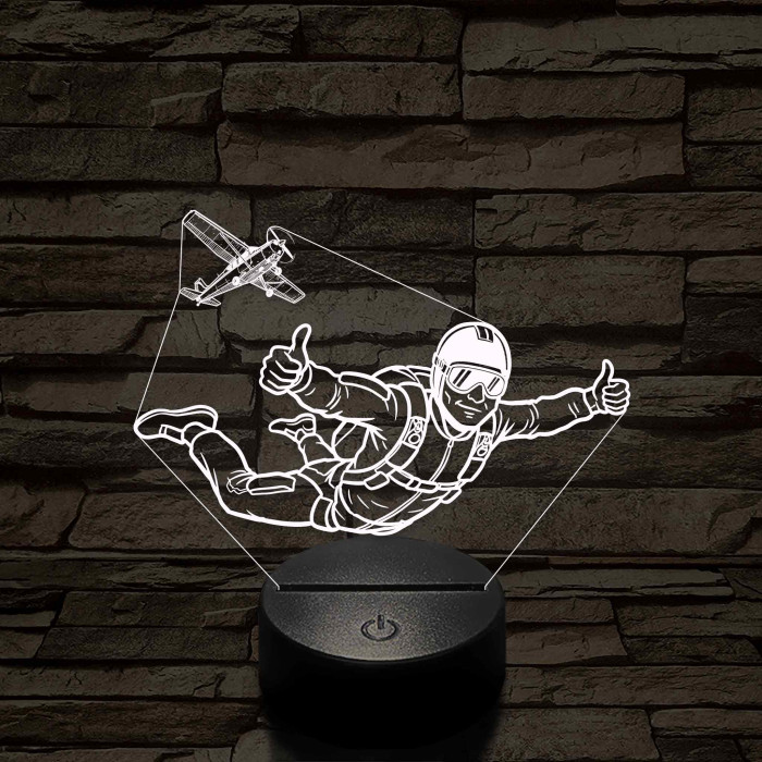 Ejtőernyős Férfi - színváltós 3D LED Lámpa