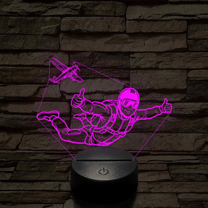 Ejtőernyős Férfi - színváltós 3D LED Lámpa