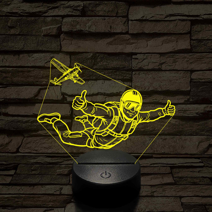Ejtőernyős Férfi - színváltós 3D LED Lámpa
