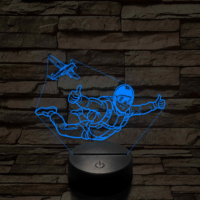 Ejtőernyős Férfi - színváltós 3D LED Lámpa