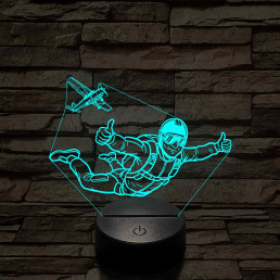 Ejtőernyős Férfi - színváltós 3D LED Lámpa