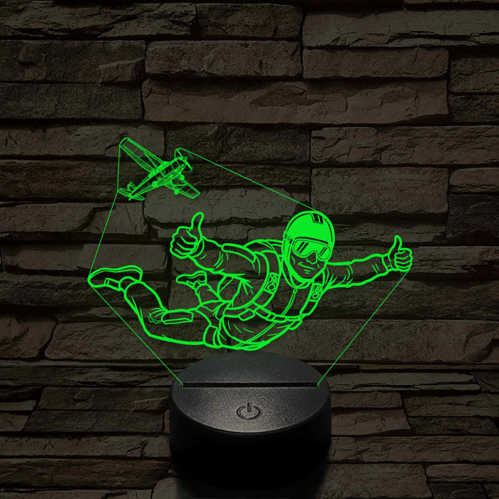 Ejtőernyős Férfi - színváltós 3D LED Lámpa