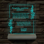 Nyugdíjazási Emléklámpa Személyre Szabott Szöveggel 3D LED 7 Színű Fa Talppal 