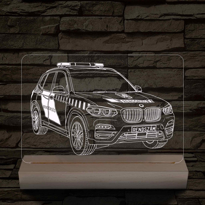 Rendőrségi rendszámos SUV fatalppal 7 színű 3D led lámpa