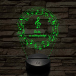 Személyre szabható 7 színű 3D LED lámpa violinkulccsal és hangjegyekkel