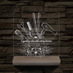 Fodrászcsokor  személyre szabott fatalppal 7 színű 3D led lámpa