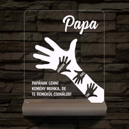 Papa kezekkel - fatalpas, színváltós 3D led lámpa