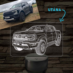 Grafică liniară personalizată pe baza unei fotografii - lampă LED cu 7 culori și schimbare de culoare