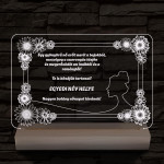 Nőnapi virágos-keretes egyedi személyre szabott 20 cm fa talppal 7 színű 3D led lámpa