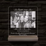 Szuper anyu egyedi szöveggel plusz fotóval személyre szabott választható méretű fatalppal 7 színű 3D led lámpa