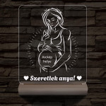 Szeretlek anya, egyedi fotógravírozás fatalppal 7 színű 3D led lámpa