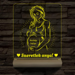 Szeretlek anya, egyedi fotógravírozás fatalppal 7 színű 3D led lámpa