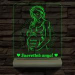 Szeretlek anya, egyedi fotógravírozás fatalppal 7 színű 3D led lámpa