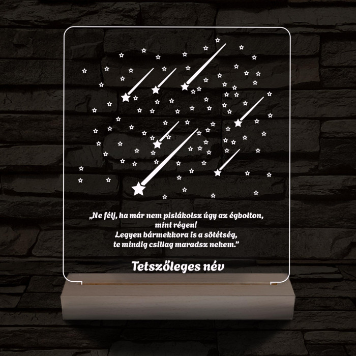 Csillaghullás személyre szabott 20 cm fa talp 7 színű 3D led lámpa