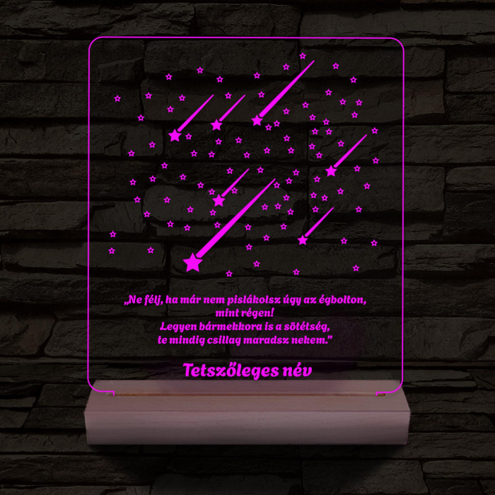 Csillaghullás személyre szabott 20 cm fa talp 7 színű 3D led lámpa