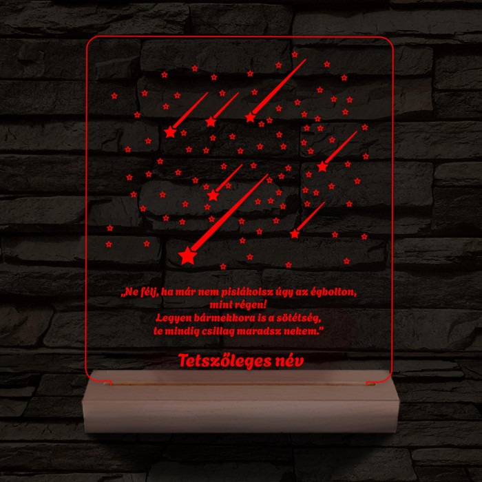 Csillaghullás személyre szabott 20 cm fa talp 7 színű 3D led lámpa