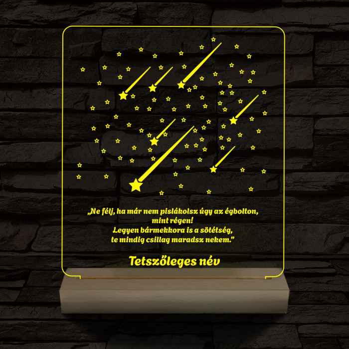 Csillaghullás személyre szabott 20 cm fa talp 7 színű 3D led lámpa