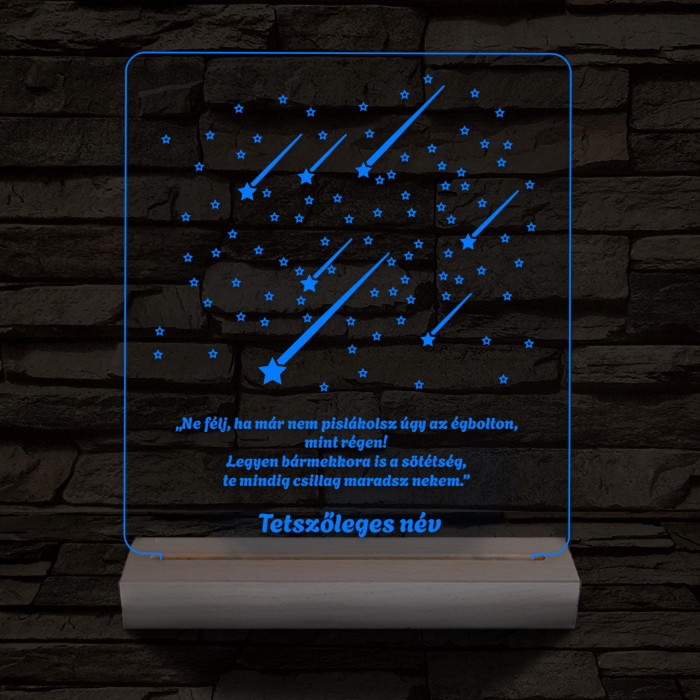 Csillaghullás személyre szabott 20 cm fa talp 7 színű 3D led lámpa
