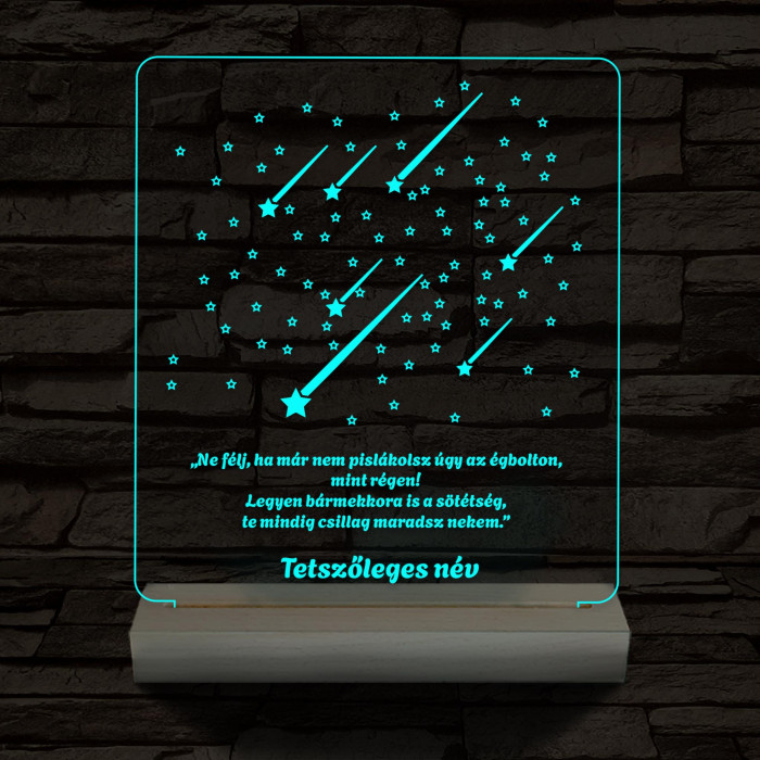Csillaghullás személyre szabott 20 cm fa talp 7 színű 3D led lámpa