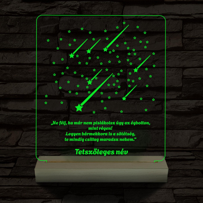Csillaghullás személyre szabott 20 cm fa talp 7 színű 3D led lámpa
