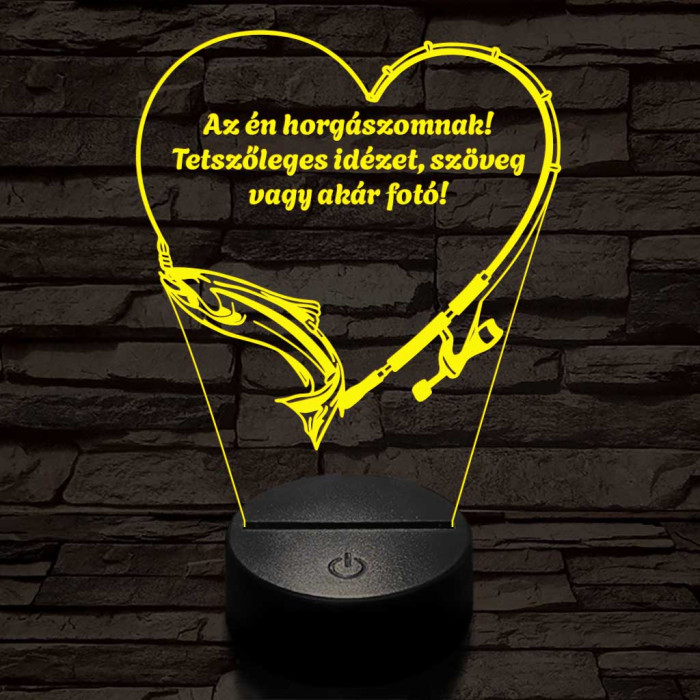 Horgász Love fotógravírozás  7 színű 3D led lámpa