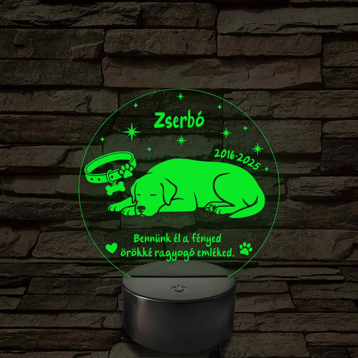 Hűséges Barát – Személyre szabható kutya emlék 7 színű, színváltós 3D LED lámpa