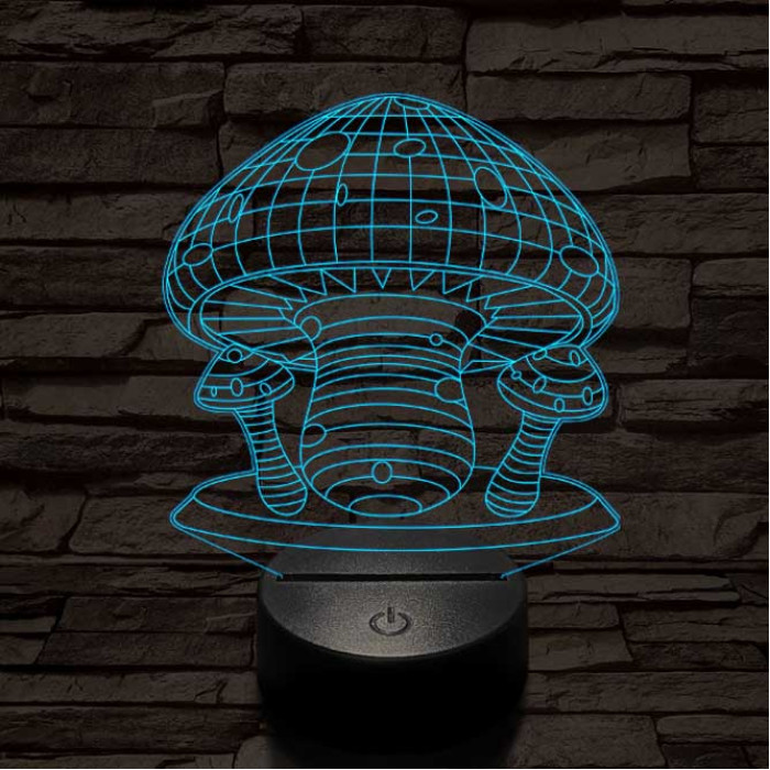 Gombák 7 színű 3D led lámpa