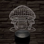 Gombák 7 színű 3D led lámpa
