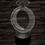 Köves gyűrű, 7 színű 3D led lámpa