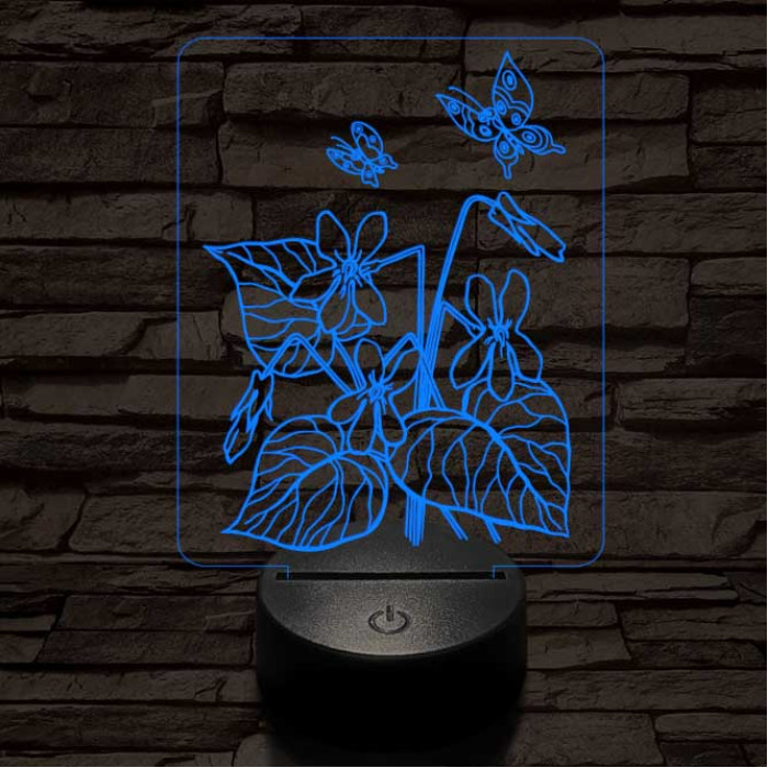 Ibolya  7 színű 3D led lámpa