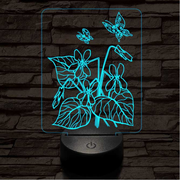 Ibolya  7 színű 3D led lámpa
