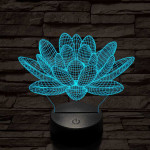 Lótusz virág 7 színű 3D led lámpa