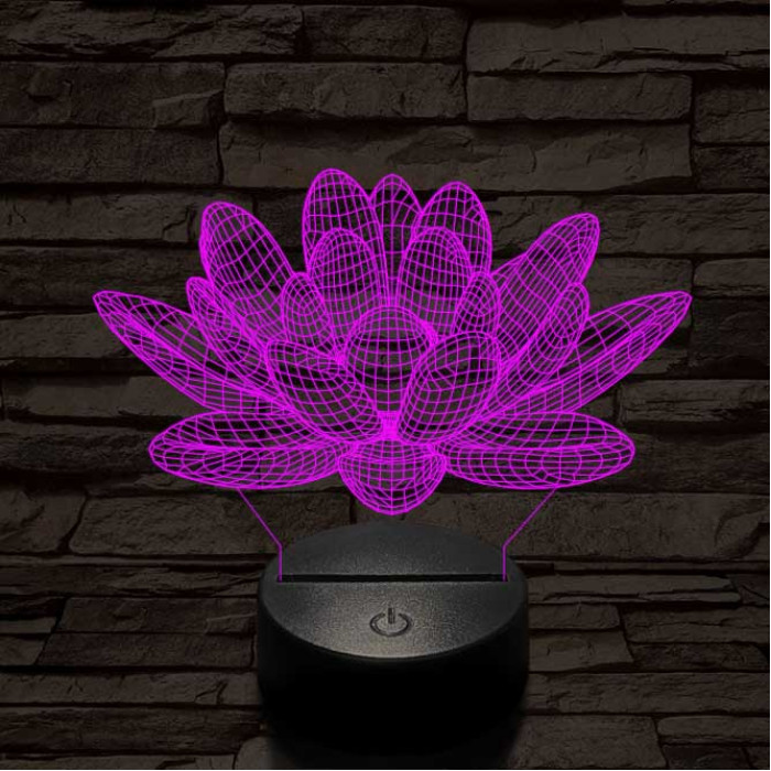 Lótusz virág 7 színű 3D led lámpa