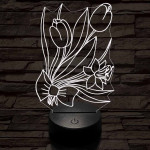 Tulipáncsokor 7 színű 3D led lámpa