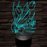 Tulipáncsokor 7 színű 3D led lámpa