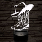 Cowboy kalap és csizma 7 színű 3D led lámpa