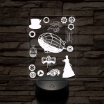 SteamPunk montázs 7 színű 3D led lámpa