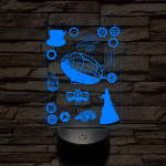 SteamPunk montázs 7 színű 3D led lámpa