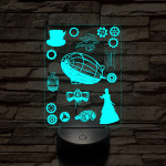 SteamPunk montázs 7 színű 3D led lámpa