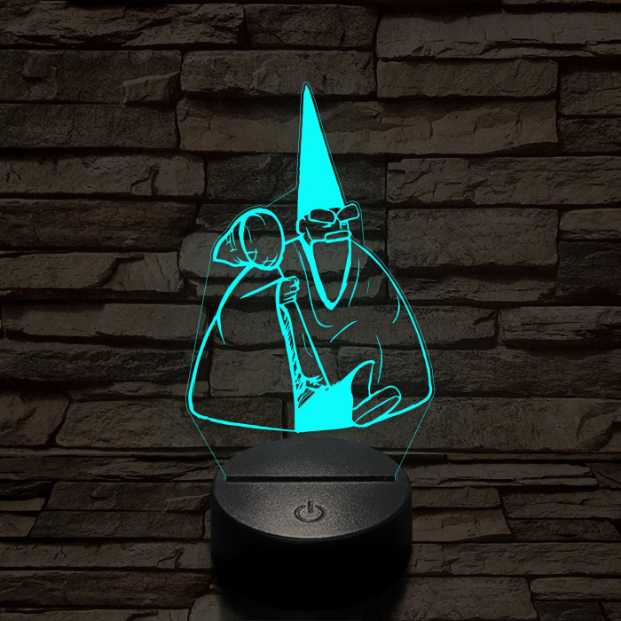 Tiny Green mall Wizard meme 7 színű 3D led lámpa