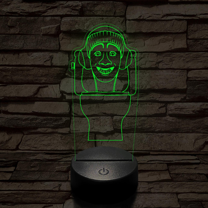 Skibidi Toilet meme 7 színű 3D led lámpa