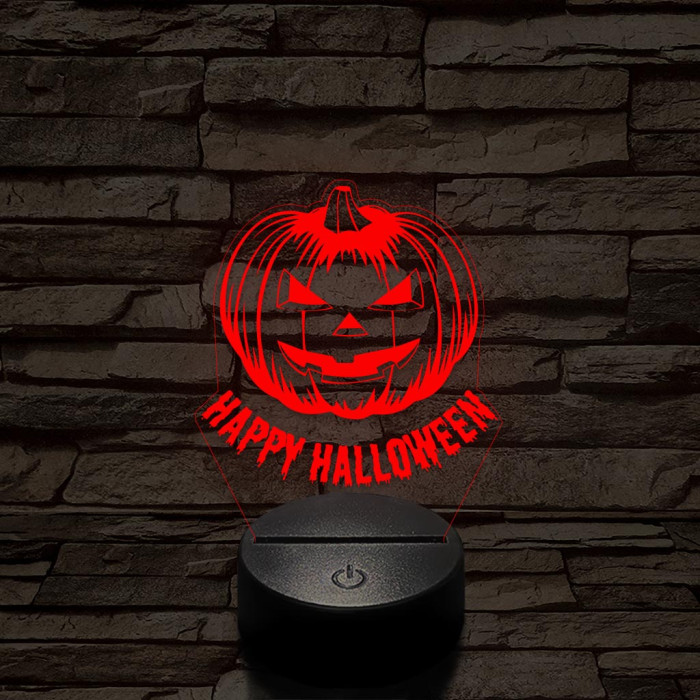 Halloween tökfej 7 színű  3D led lámpa