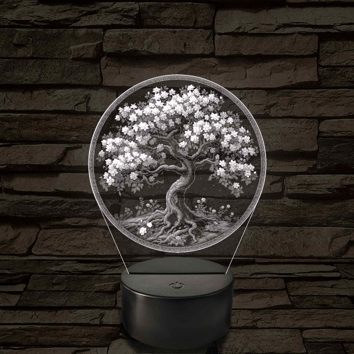 Díszes fa 7 színű valósághű 3D led lámpa