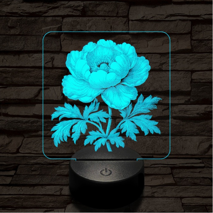 Szellőrózsa 7 színű valósághű 3D led lámpa
