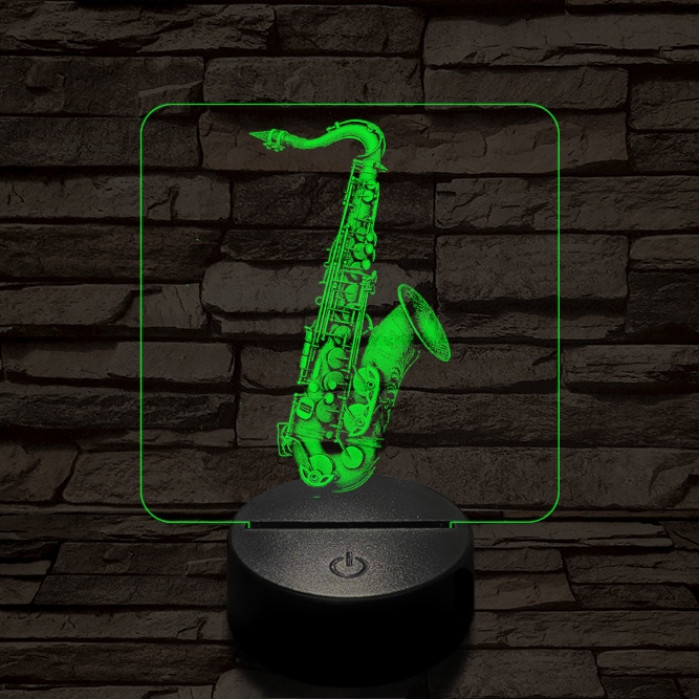 Csillogó szaxofon 7 színű valósághű 3D led lámpa