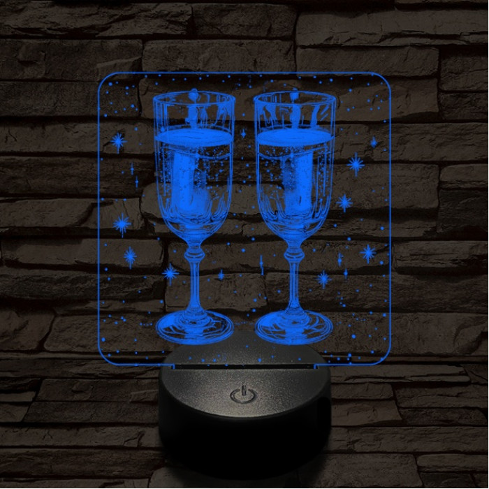 Ünneplés pezsgővel 7 színű valósághű 3D led lámpa