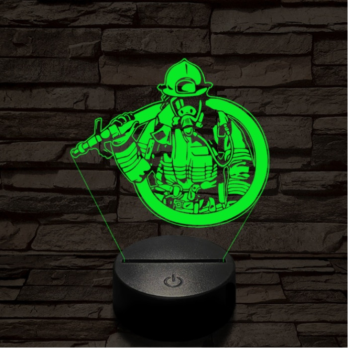 Tűzoltó lánglovag 7 színű  3D led lámpa